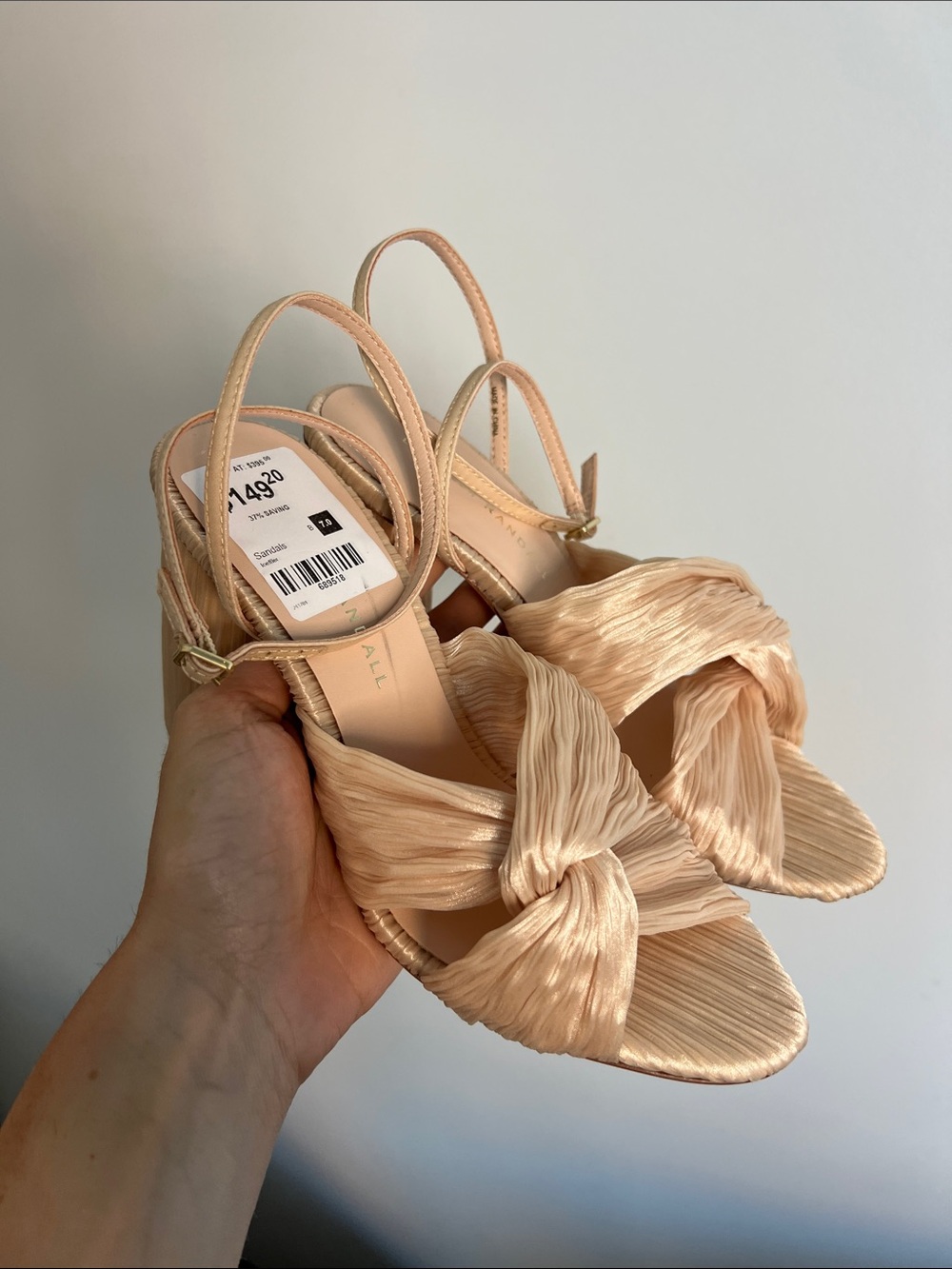 Loeffler Randall Reed Almond Pleated Twist Block Heels - Picture 2 of 10